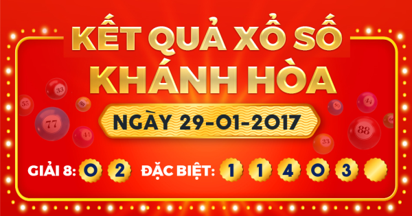 Kết quả xổ số Khánh Hòa ngày 29/1/2017